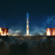 Artist’s rendering of the Washington Monument projection of a Saturn V rocket that will take place next week